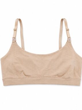 NWT Momanda Scoop Nursing Bra Beige Wireless Size L w/ Bra Extender